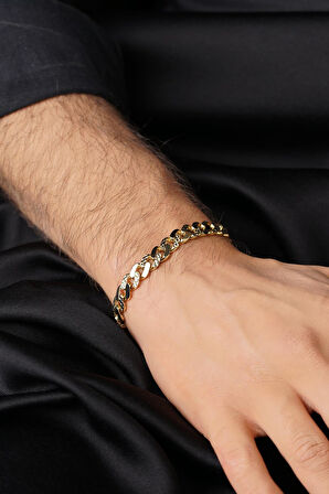 14 Ayar Altın Kalemli Gurmet Zincir Erkek Bileklik