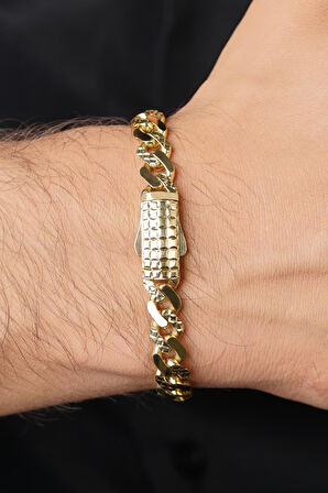 14 Ayar Altın Kalemli Gurmet Zincir Erkek Bileklik