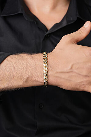 14 Ayar Altın Kalemli Gurmet Zincir Erkek Bileklik