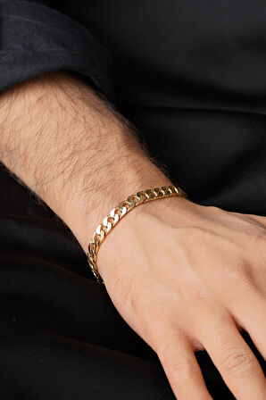 14 Ayar Altın Gurmet Zincir Erkek Bileklik 6.80 mm