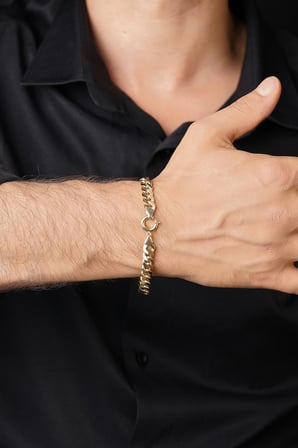 14 Ayar Altın Gurmet Zincir Erkek Bileklik 8 mm
