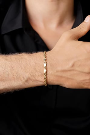 14 Ayar Altın Burgu Halat Zincir Erkek Bileklik 4.40 mm