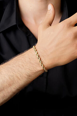 14 Ayar Altın Burgu Halat Zincir Erkek Bileklik 5.15 mm