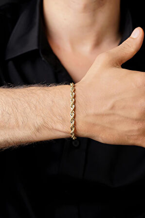 14 Ayar Altın Burgu Halat Zincir Erkek Bileklik 5.15 mm