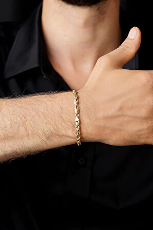 14 Ayar Altın Burgu Halat Zincir Erkek Bileklik 5.15 mm