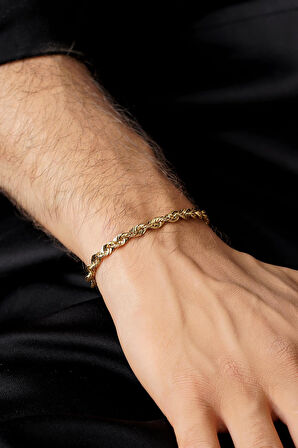 14 Ayar Altın Burgu Halat Zincir Erkek Bileklik 5.15 mm