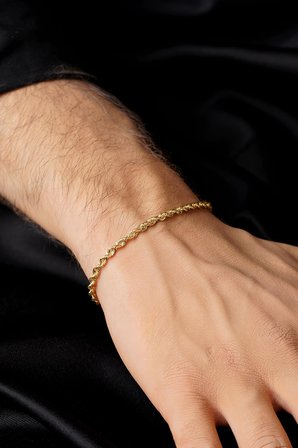 14 Ayar Altın Burgu Halat Zincir Erkek Bileklik 2.65 mm