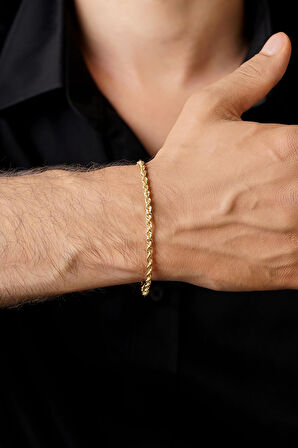 14 Ayar Altın Burgu Halat Zincir Erkek Bileklik 2.65 mm