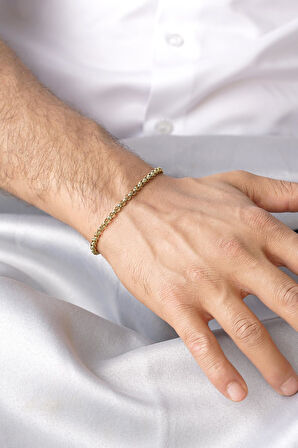 14 Ayar Altın Doch Erkek Bileklik 3.90 mm