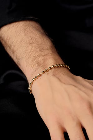14 Ayar Altın Sıralı Topcuklar Bileklik Erkek