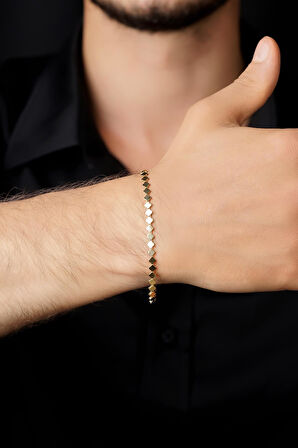 14 Ayar Altın Yonca Dizisi Erkek Bileklik