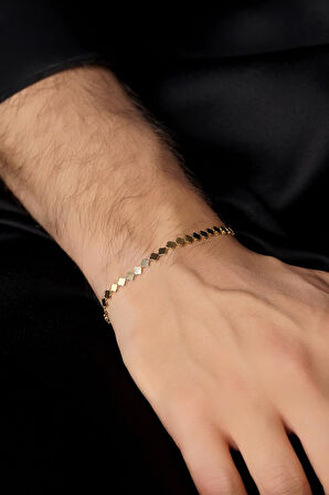 14 Ayar Altın Yonca Dizisi Erkek Bileklik