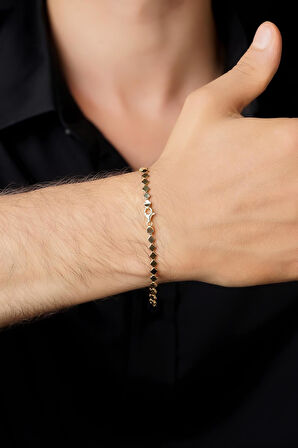 14 Ayar Altın Yonca Dizisi Erkek Bileklik