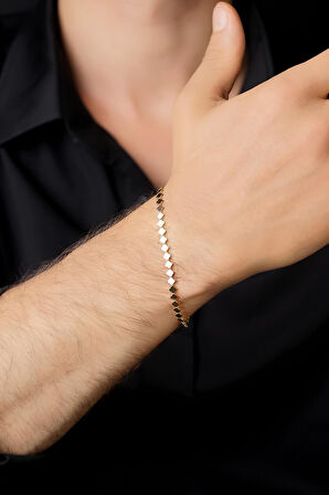 14 Ayar Altın Yonca Dizisi Erkek Bileklik