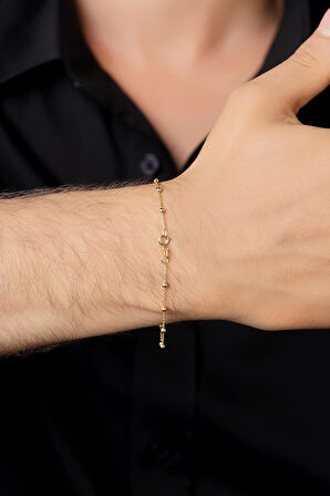 14 Ayar Altın Topçuk Zincir Erkek Bileklik