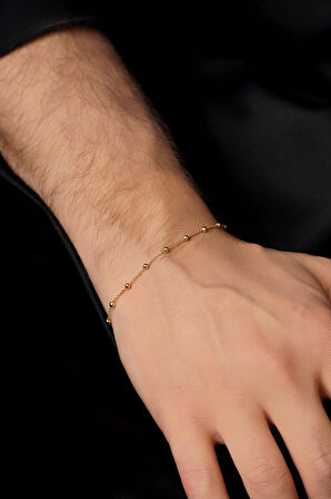 14 Ayar Altın Topçuk Zincir Erkek Bileklik