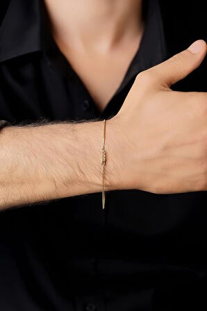 14 Ayar Altın İnce Küp Zincir Erkek Bileklik 0,95 mm