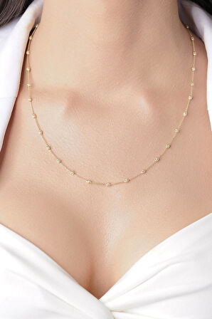 14 Ayar Altın Işıltılı Badem Kolye