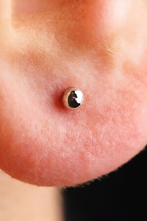 14 Ayar Altın Mini Yuvarlak Top Küpe