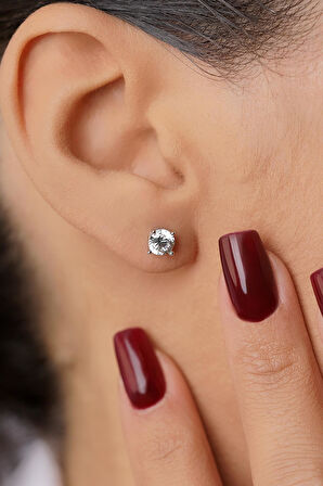 14 Ayar Altın Tektaş Küpe