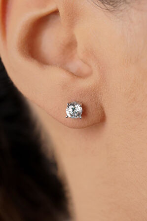 14 Ayar Altın Tektaş Küpe