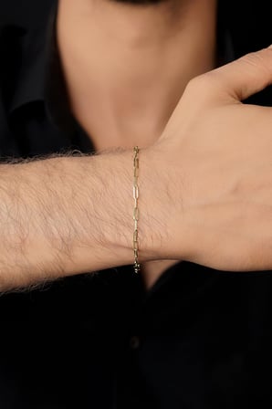 14 Ayar Altın Ataç Zincir Erkek Bileklik 2.30 mm