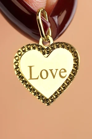 14 Ayar Altın İtalyan Kalp Love Kolye Ucu