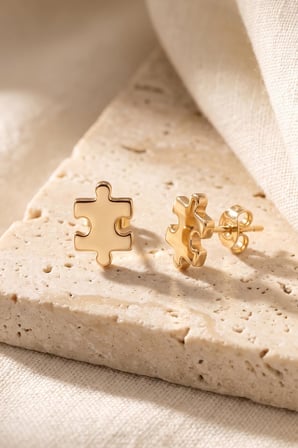 14 Ayar Altın Puzzle Küpe