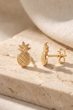 14 Ayar Altın Ananas Küpe