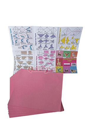 20cm Origami Kağıdı, 100 Adet 20cm X 20 cm Pembe Renk Origami Seti, 100lü Origami Paket