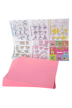 20cm Origami Kağıdı, 100 Adet 20cm X 20 cm Neon Pembe Renk Origami Seti, 100lü Origami Paket