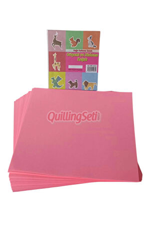 20cm Origami Kağıdı, 100 Adet 20cm X 20 cm Neon Pembe Renk Origami Seti, 100lü Origami Paket