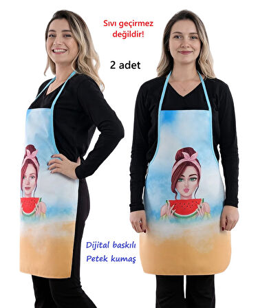 Siyah Chef İkili Paket Leke Tutmaz Kumaş Mutfak Önlüğü Seti