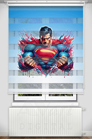 Superman Baskılı Zebra Stor Perde - Dijital Baskılı Zebra Perde