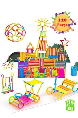 Geometrik Çubuklar 120 Parça Bloklar Yapboz Puzzle Bultak Zeka Renk Algı Gelişim Eğitici Oyuncak,01255HYD23243137