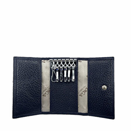 Hakiki Deri Organizer Dikey Avuçiçi Anahtarlık Lacivert