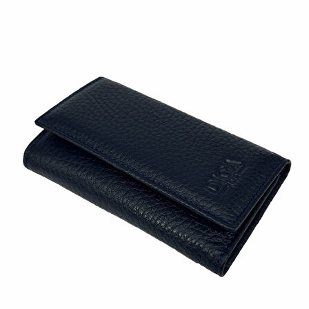 Hakiki Deri Organizer Dikey Avuçiçi Anahtarlık Lacivert