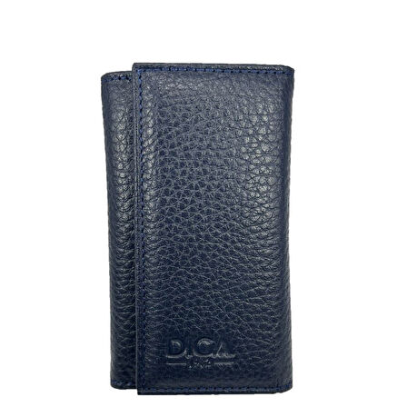 Hakiki Deri Organizer Dikey Avuçiçi Anahtarlık Lacivert