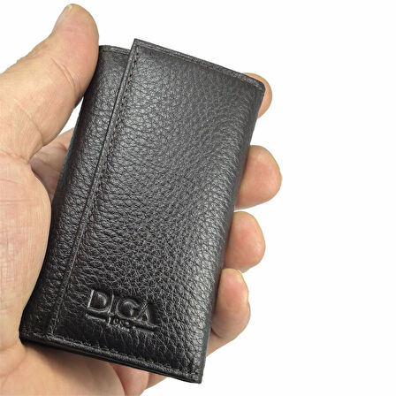 Hakiki Deri Organizer Dikey Avuçiçi Anahtarlık Kahve