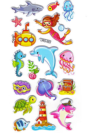 Sticker Kabartmalı Stiker Defter Planlayıcı Etiket (Lrg003)-17x9 cm- Deniz Dalgıç
