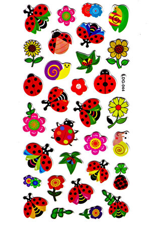 Sticker Kabartmalı Stiker Defter Planlayıcı Etiket (Ldg044)-17x9 cm- Uğurböceği