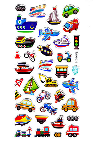 Sticker Kabartmalı Stiker Defter, Planlayıcı Etiket (Ldg039)-17x9 cm- Taşıtlar