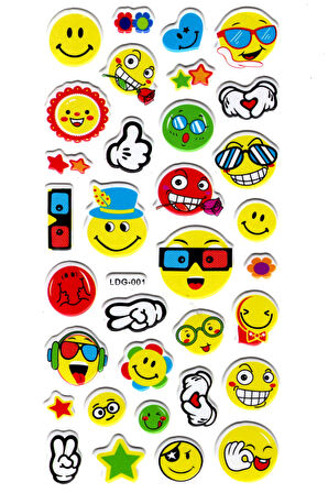 Sticker Kabartmalı Stiker Defter, Planlayıcı Etiket (Ldg001)-17x9 cm - Havalı Emoji