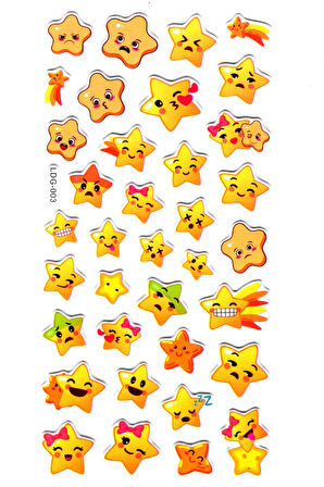 Sticker Kabartmalı Stiker Defter, Planlayıcı Etiket (Ldg003)-17x9 cm - Yıldız Emoji