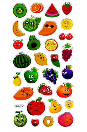 Sticker Kabartmalı Stiker Defter, Planlayıcı Etiket (Ldg014)-17x9 cm - Meyveler