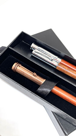 Wooden Set 3lü Krom Kalem Seti - Şık Hediye Kutulu