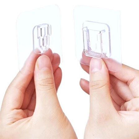 İpek Yıldızı® Eşya Sabitleme Askısı 10 Çift Şeffaf Çift Taraflı Yapışkanlı Geçmeli Klips