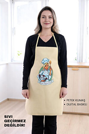 Siyah Chef Leke Tutmaz Kumaş Mutfak Önlüğü