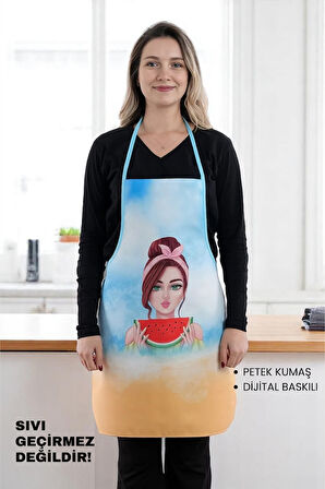 Siyah Chef Leke Tutmaz Kumaş Mutfak Önlüğü