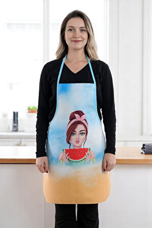 Siyah Chef Leke Tutmaz Kumaş Mutfak Önlüğü